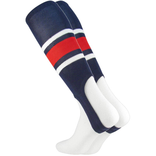 TCK Striped Baseball Stirrups Pattern E Navy/White/Scarlet  Large