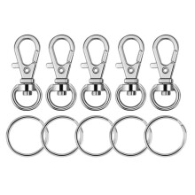Paxcoo 100 Stck Karabinerhaken aus Metall mit Drehgelenk fr Lanyard und Schlsselringen (Silber)