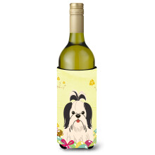""""Caroline's Treasures BB6088LITERK Easter Shih Tzu Black White Wine Bottle Beverage Insulator Hugger 750ml Multicolor""""