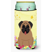 """"Caroline's Treasures Easter Eggs Mops Brown Tall Boy Beverage Insulator Hugger Multicolor""""