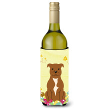 """"Caroline's Treasures BB6047LITERK Easter Staffie Bull Terrier Vinflaske Drik Isolator Hugger 750ml Multicolor""""