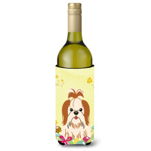 """"Caroline's Treasures BB6087LITERK P?ske?g Shih Tzu R?d hvidvinsflaske Drikisolator Hugger 750ml Multicolor""""