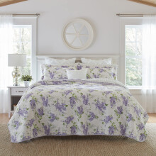Laura Ashley Home - Keighley Collection - Quilt Set - 100% Cotton Reversible Lightweight Bedding with Matching Shams Pre-Washed for Added Softness