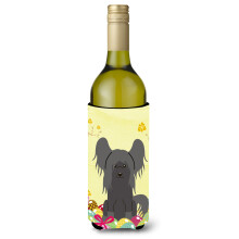 """"Caroline's Treasures BB6112LITERK Easter Chinese Crested Black Wine Bottle Beverage Insulator Hugger 750ml Multicolor""""