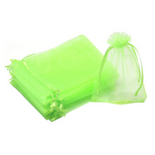 Bezall 50Pcs 4x6 Inch Light Green Organza Bags Mesh Jewelry Gift Pouches with Drawstring for Christmas Wedding Party Favors