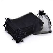 Bezall 50pcs Drawstring Organza Jewelry Candy Pouch Christmas Wedding Party Favor Gift Bags 6x8 Black