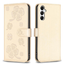 (Gold) Flip Case for Samsung Galaxy A56 5g Clover Flower Pu Leather Wallet Multi-color Card Slots Holder Kickstand