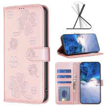 (Pink) Flip Case for Samsung Galaxy A56 5g Clover Flower Pu Leather Wallet Multi-color Card Slots Holder Kickstand