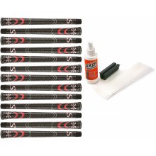 SuperStroke Cross Comfort Svart/Röd Midsize - 13 Delars Golfgrepp Kit (med Tejp, Lösningsmedel, Skruvklämma)