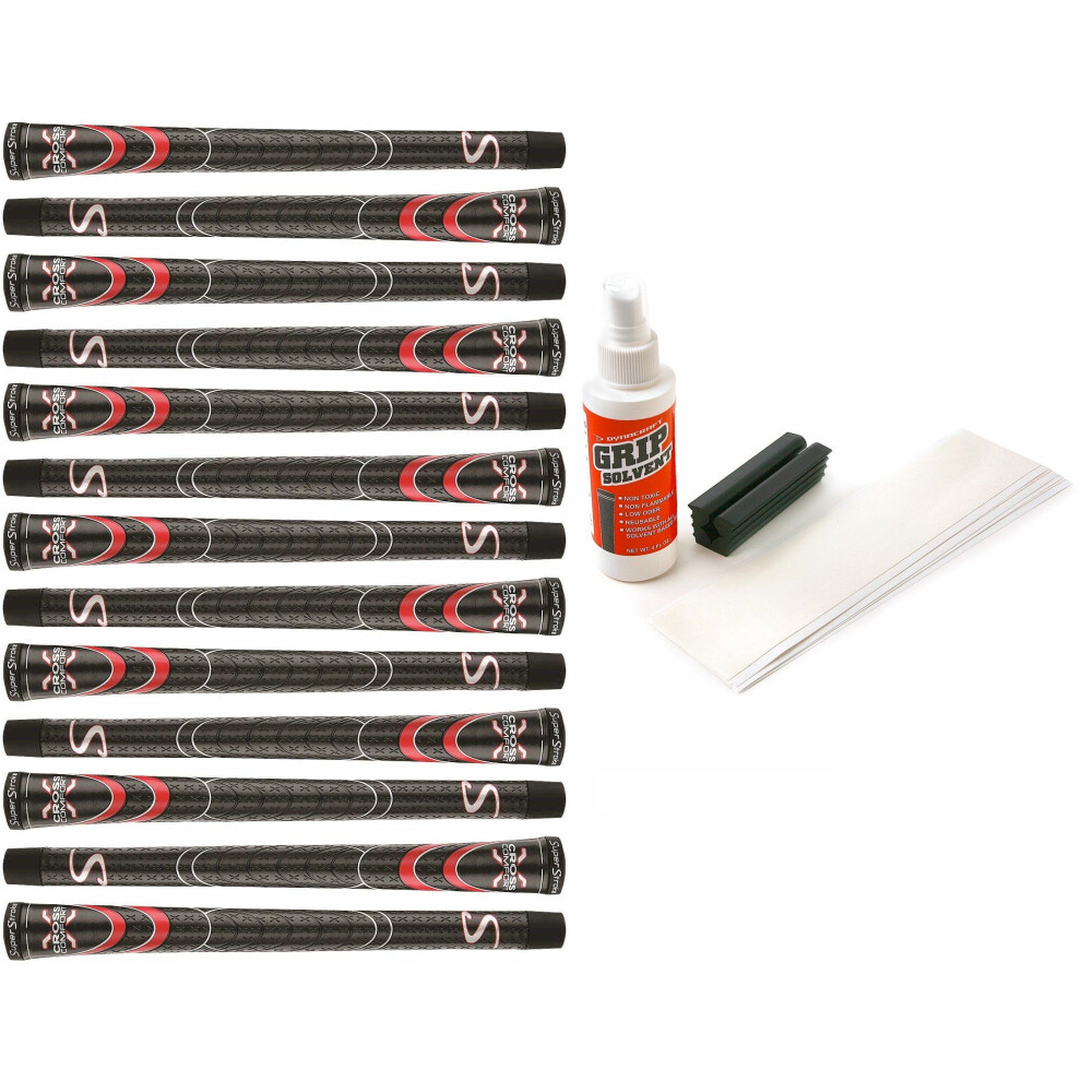 SuperStroke Cross Comfort Black/Red Midsize - 13 Piece Golf Grip Kit with Tape  Solvent  Vise clamp