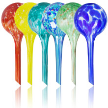 Miles Kimball Plant Watering Globes Set van 6 - Zelfwatergevende Globes voor binnen- en buitenplanten - Veelkleurige automatische glazen gietbollen v