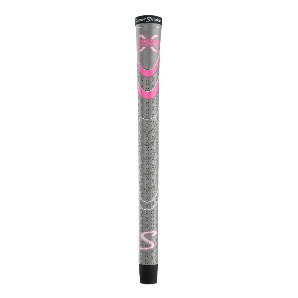 SuperStroke Cross Comfort Golf Club Grip  Gray/Pink Undersize  Soft & Tacky Polyurethane That Boosts Traction  X-Style Surface & Non-Slip  Swing Faste