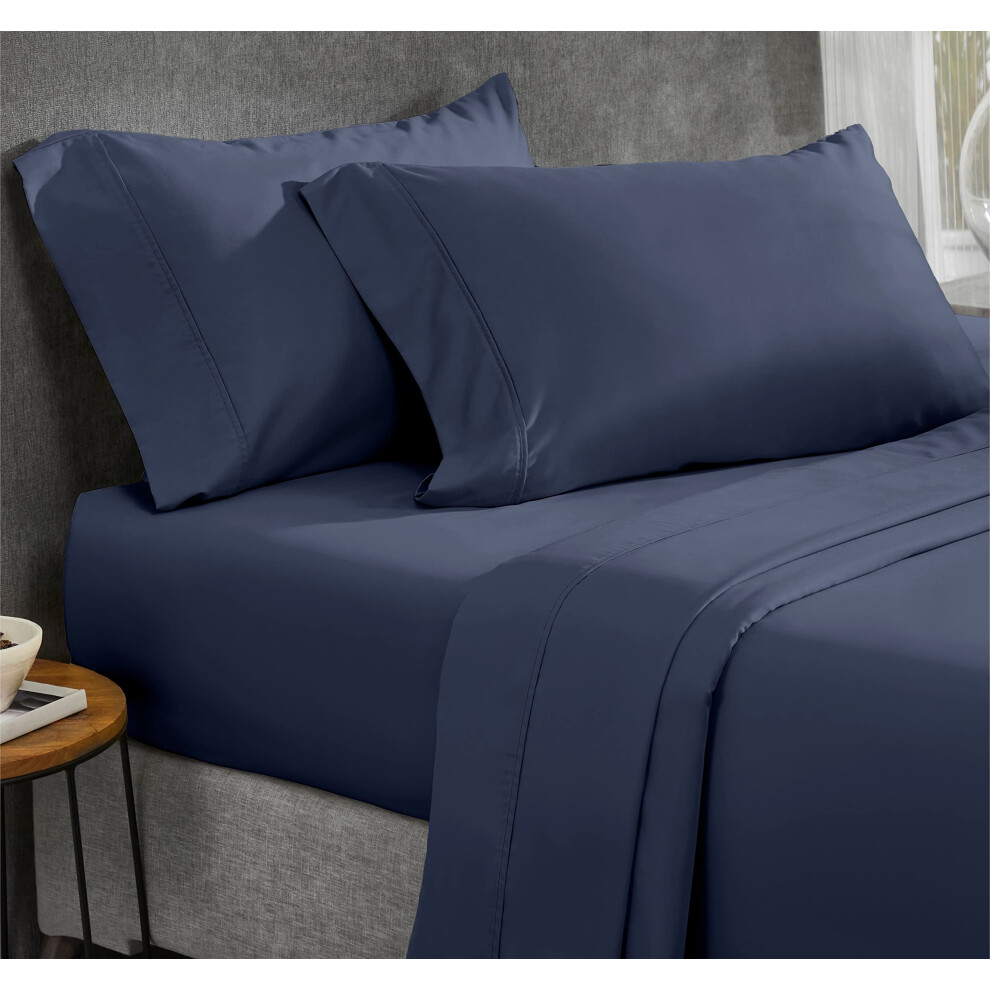 California Design Den Parure de lit king size 400 fils 100 % coton, draps et taies d'oreiller de luxe, 4 pi   ces, draps en satin pour lit king siz