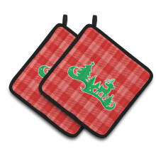 Caroline's Treasures BB6972PTHD Christmas Tree Reindeer Red Pair of Pot Holders 7.5 x 7.5 Multicolor