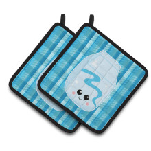 Caroline's Treasures BB6846PTHD Blue Plaid and Milk Pair of Pot Holders 7.5 x 7.5 Multicolor