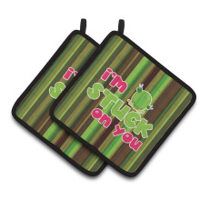 "Caroline's Treasures BB6851PTHD Cactus Estou Preso a Você Par de Suporte para Panelas, 7,5 x 7,5"", Multicolorido"