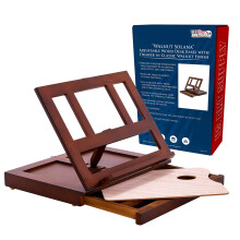 U.S. Art Supply Walnut Solana Justerbart træbord Bordel staffeli med opbevaringsskuffe Palet Palette Premium Beechwood - Bærbart Wooden Artist De