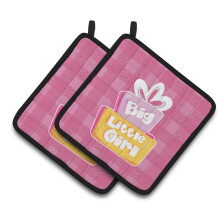 Caroline's Treasures BB6826PTHD Big Little Girl Pair of Pot Holders 7.5 x 7.5 Multicolor
