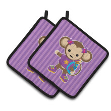 "Caroline's Treasures Macaco com Mochila Conjunto de Puxadores, 7.5 x 7.5, Multicolorido"