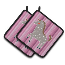 Caroline's Treasures BB6759PTHD Horse Pair of Pot Holders  7.5 x 7.5  Multicolor