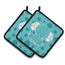 "Caroline's Treasures BB6836PTHD Conjunto de Apoios de Panelas Elefante, 7.5 x 7.5", Multicolor"