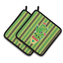 "Caroline's Treasures BB6847PTHD Cactos Listrados Par de Pegadores, 7,5 x 7,5"", Multicolorido"