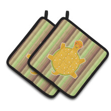 Caroline's Treasures BB6780PTHD Turtle Pair of Pot Holders  7.5 x 7.5  Multicolor