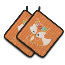 Caroline's Treasures BB6794PTHD Fox Pair of Pot Holders 7.5 x 7.5 Multicolor
