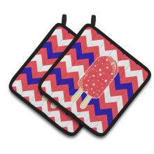 Caroline's Treasures BB7063PTHD Ice Pop Popcicle Red White Blue Pair of Pot Holders 7.5 x 7.5 Multicolor