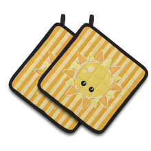 Caroline's Treasures BB7155PTHD Weather Sunshine Face Pair of Pot Holders 7.5 x 7.5 Multicolor