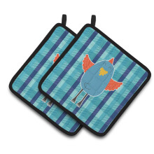 Caroline's Treasures BB6782PTHD Blue Chicken Pair of Pot Holders 7.5 x 7.5 Multicolor