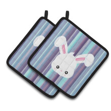 Caroline's Treasures BB6933PTHD Rabbit Face Pair of Pot Holders 7.5 x 7.5 Multicolor