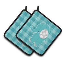 "Caroline's Treasures BB6841PTHD Conjunto de Porta-Panelas de Elefante Listrado, 7.5 x 7.5", Multicolorido"