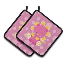 Caroline's Treasures BB6829PTHD Girl Lion Pair of Pot Holders 7.5 x 7.5 Multicolor