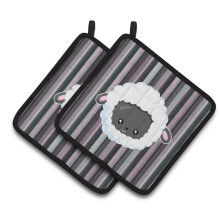 Caroline's Treasures BB6931PTHD Black Sheep Lamb Face Pair of Pot Holders 7.5 x 7.5 Multicolor