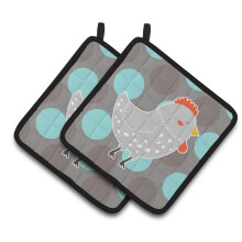 Caroline's Treasures Grey Chicken Pair of Pot Holders 7.5 x 7.5 Multicolor