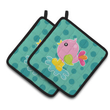 "Caroline's Treasures BB7103PTHD Pássaro em Botas de Chuva e Poça, Par de Luvas Térmicas, 7.5 x 7.5", Multicolorido"
