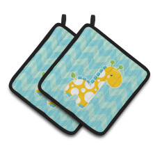 "Caroline's Treasures BB6821PTHD Par de Pegas de Panela Girafa, 7,5 x 7,5"", Multicolor"