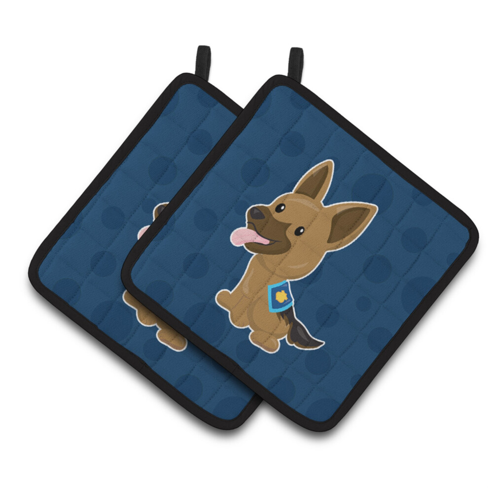 Caroline's Treasures BB7010PTHD Policyjny Owczarek Niemiecki, Para UchwytóW Na Garnki 7,5 X 7,5"""""""" Wielokolorowe""""-image