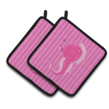 Caroline's Treasures Pink Seahorse Pair of Pot Holders 7.5 x 7.5 Multicolor