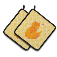 Caroline's Treasures BB6758PTHD Foxy Love Pair of Pot Holders 7.5 x 7.5 Multicolor