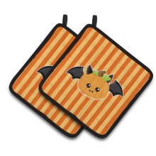 """"Caroline's Treasures BB6959PTHD Halloween Pompoenvleermuis Paar pannenlapjes 7,5 x 7,5"""""""" Veelkleurig""""