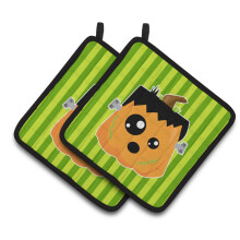 """"Caroline's Treasures BB6961PTHD Halloween Pompoen Frankenstein Paar Pannenlappen 7,5 x 7,5"""""""" Veelkleurig""""