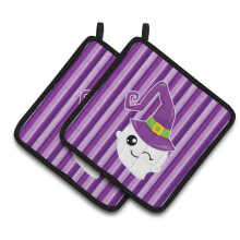 """"Caroline's Treasures BB6966PTHD Halloween Ghost Witch paar pannenlapjes 7,5 x 7,5"""""""" Veelkleurig""""