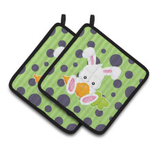 """"Caroline's Treasures BB6903PTHD Pasen Polkadot Konijn Paar pannenlapjes 7,5 x 7,5"""""""" Veelkleurig""""