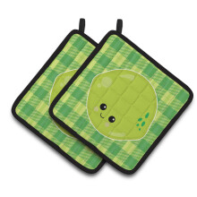 Caroline's Treasures BB6988PTHD Lime Face Pair of Pot Holders 7.5 x 7.5 Multicolor