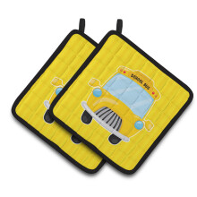 Caroline's Treasures BB7019PTHD School Bus Pair of Pot Holders 7.5 x 7.5 Multicolor