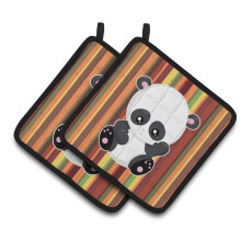 Caroline's Treasures BB6802PTHD Striped Panda Pair of Pot Holders 7.5 x 7.5 Multicolor