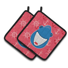 Caroline's Treasures BB6945PTHD Shark Wide Open Pair of Pot Holders 7.5 x 7.5 Multicolor