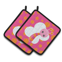 Caroline's Treasures BB7102PTHD Butterfly on Polkadots Pair of Pot Holders 7.5 x 7.5 Multicolor
